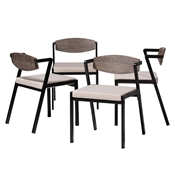 Baxton Studio Revelin Industrial Beige Fabric and Metal 4-Piece Dining Chair Set